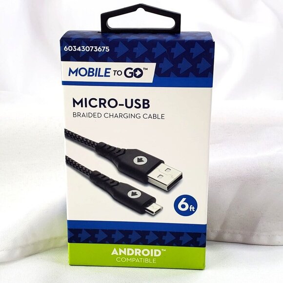 Mobile To Go Other - Mobile To Go Micro-USB 6ft Braided Charging Cable For Android Devices